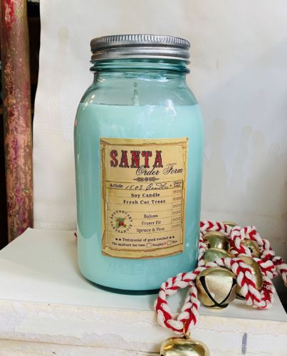 Limited Edition Blue Jar-Santa's List 25oz.-Fresh Cut Trees