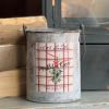 Tin Bucket-Mistletoe Kisses Plaid