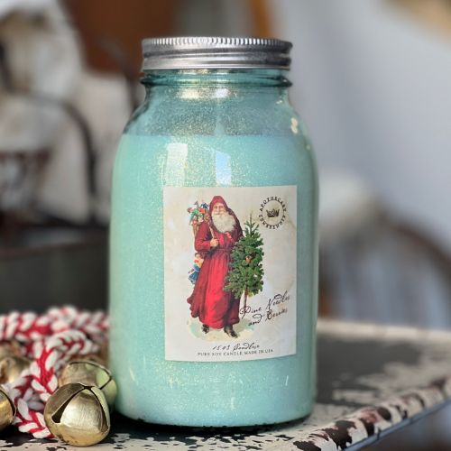 Limited Edition Blue Jar-Old World Santa with Red Coat