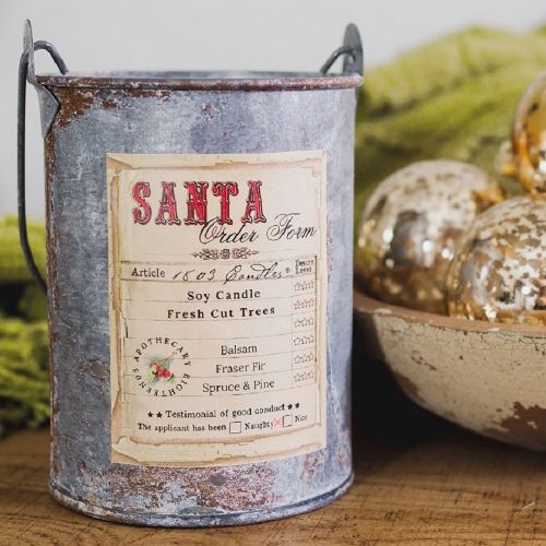 Picture of 20oz. Tin Bucket Candle-Santa's List-Fresh Cut Trees