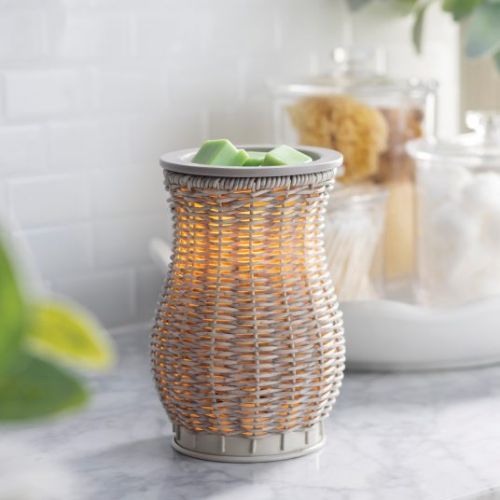 Grey Washed Wicker Wax Warmer