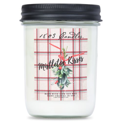 Mistletoe Kisses Plaid Jar Candle