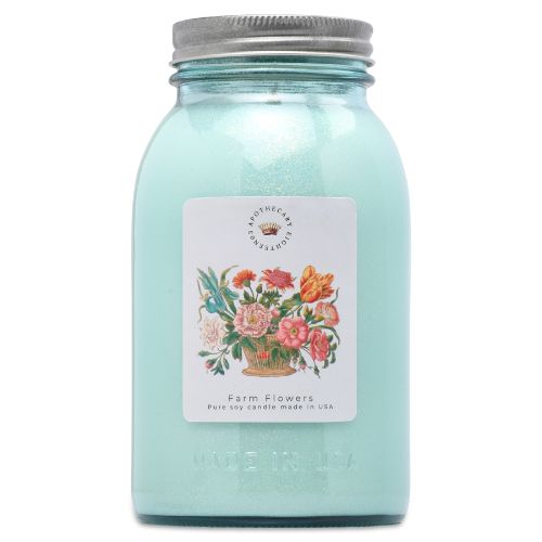 Limited Edition Blue Jar-Farm Flowers 25oz. Basket