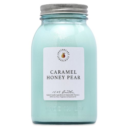 Limited Edition Blue Jar-Caramel Honey Pear 25oz. Gray Stripe