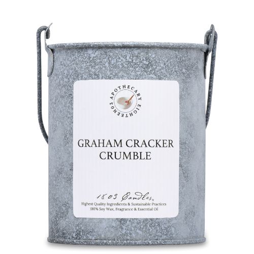 20oz. Tin Bucket Candle-Graham Cracker Crumble Gray Stripe
