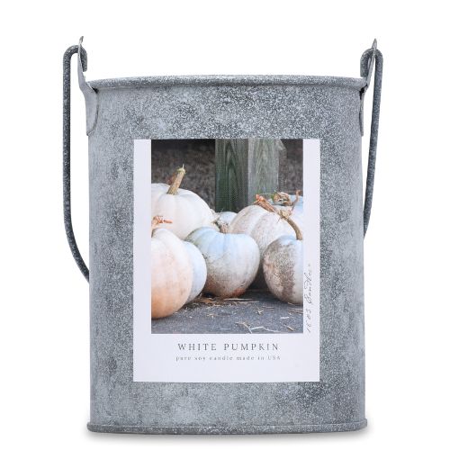 20oz. Tin Bucket Candle-White Pumpkin Border Label