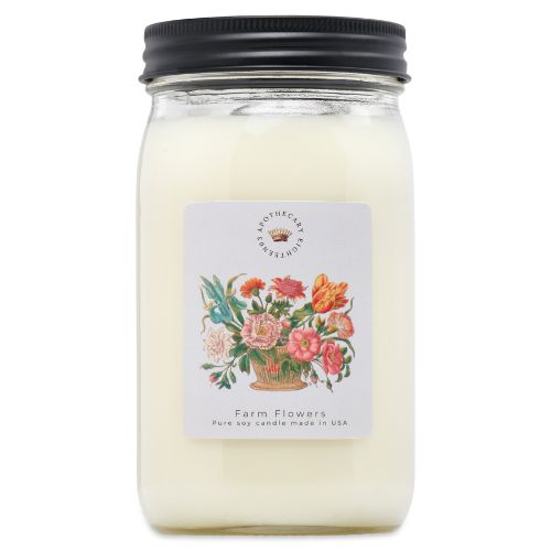 Limited Edition Quart Jar-Farm Flowers 32oz Basket Label
