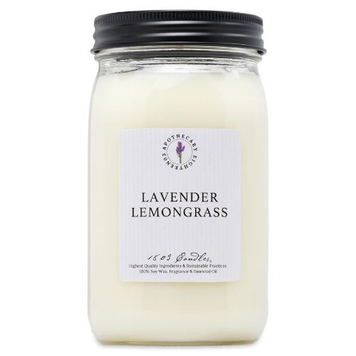 Limited Edition Quart Jar-Lavender Lemongrass 32oz Gray Stripe