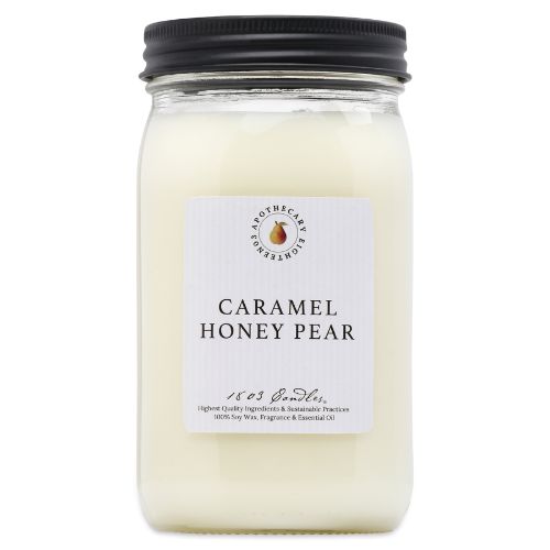Limited Edition Quart Jar-Caramel Honey Pear 32oz Gray Stripe