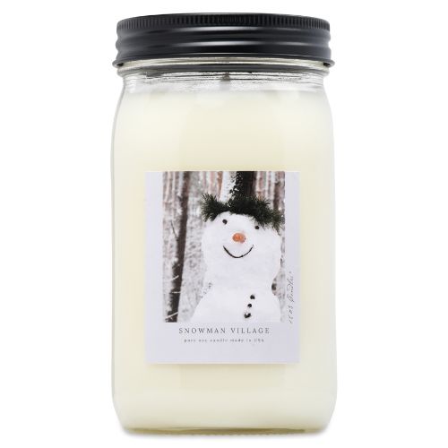 Limited Edition Quart Jar-Snowman Village 32oz Border Label