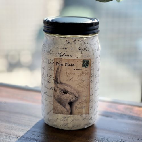 Limited Edition Quart Jar-Bunny Script Farm Flowers 32oz