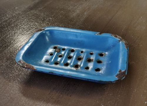 Home-Weathered Blue Enamel Soap Dish