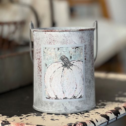 20oz. Tin Bucket Candle-White Pumpkin