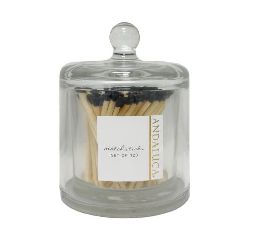 Matches-Glass Jar with Lid, Black