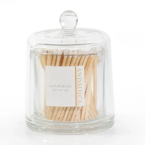 Matches-Glass Jar with Lid, White