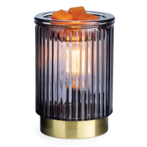 Wax Warmer-Black Fluted Glass